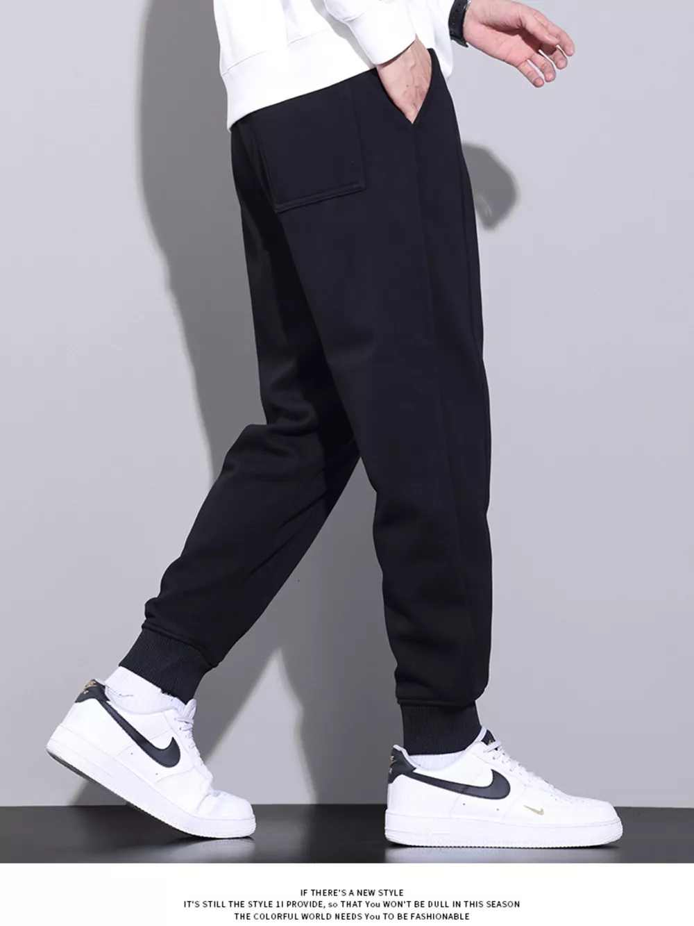 Men's Full Size Casual Drawstring Elastic Waist Ankle Cuffed Pants Plus Size, image 2