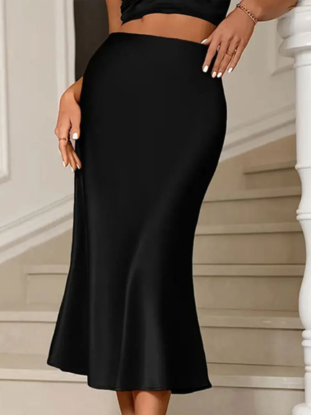 Satin Midi Mermaid Skirt, image 9