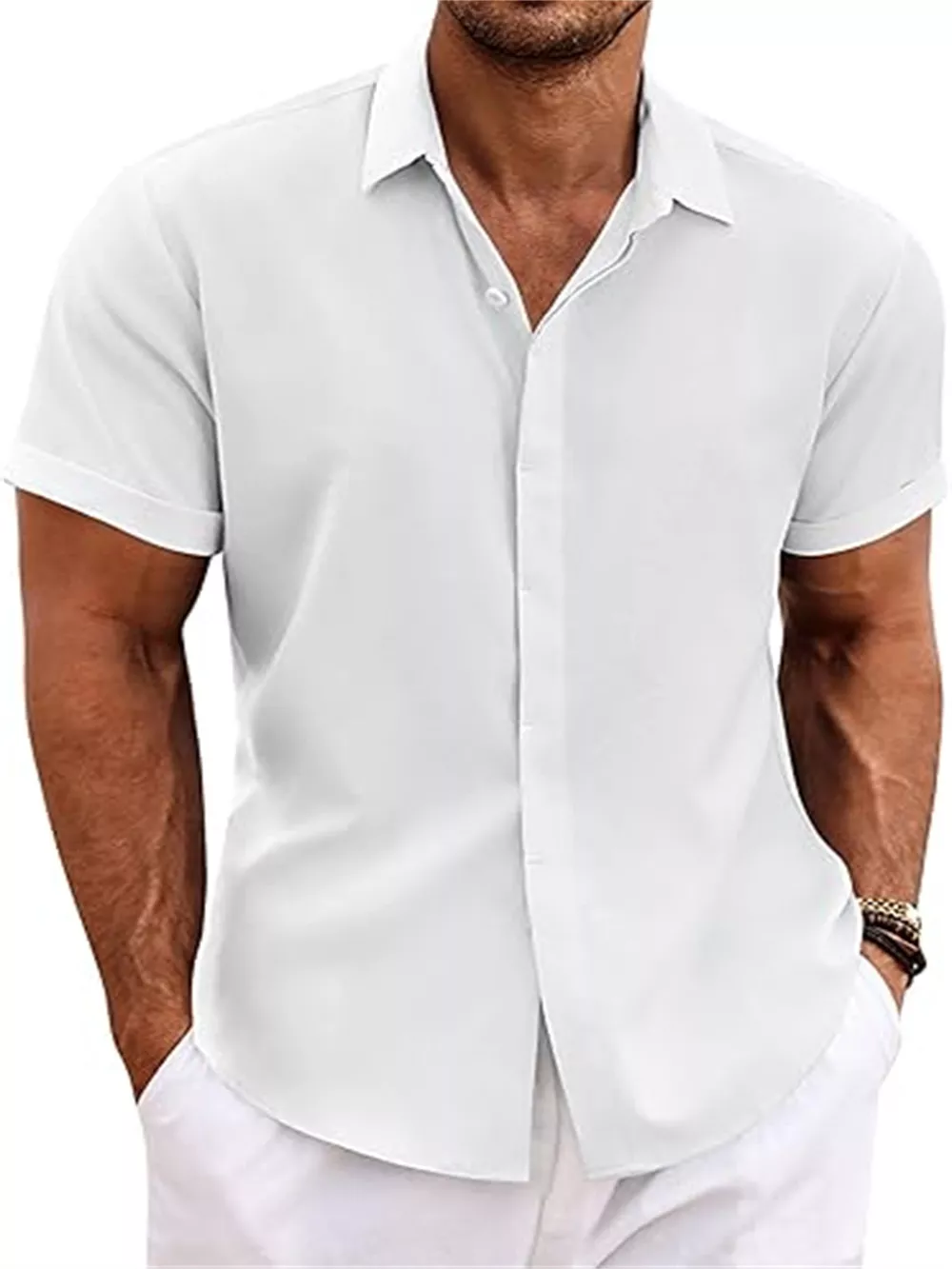 Men's Full Size Casual Short Sleeve Button-Down Shirt Plus Size, image 2
