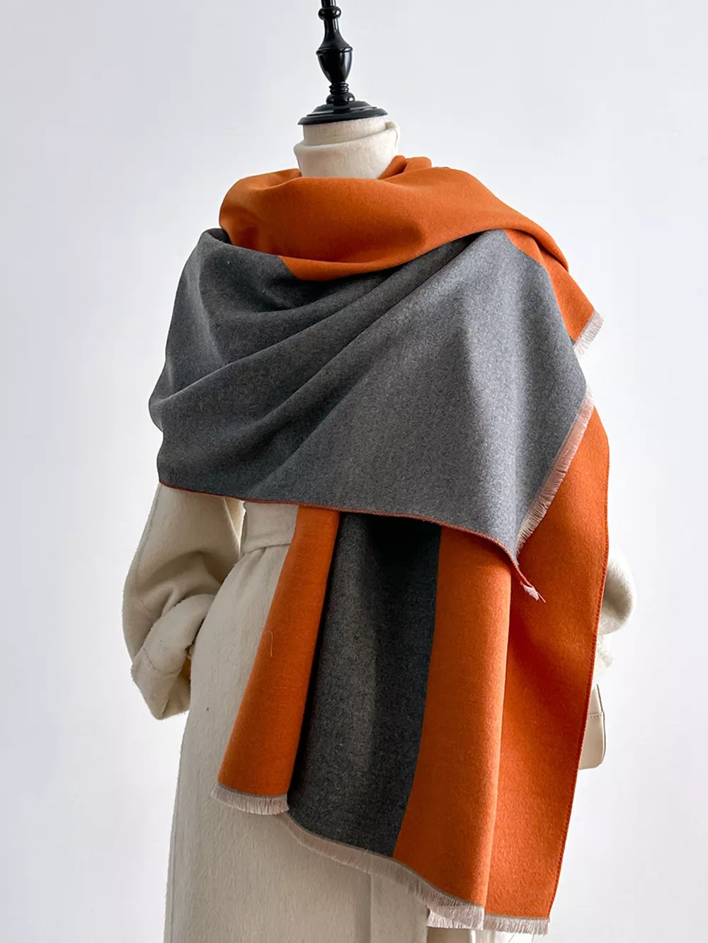 Two-Tone Raw Hem Scarf, image 12