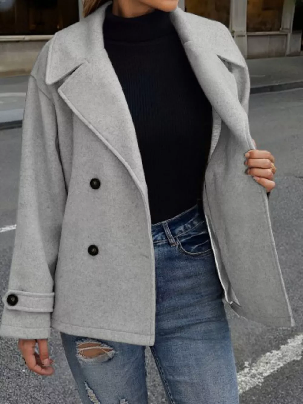Double-Breasted Wool Blend Casual Jacket, image 8
