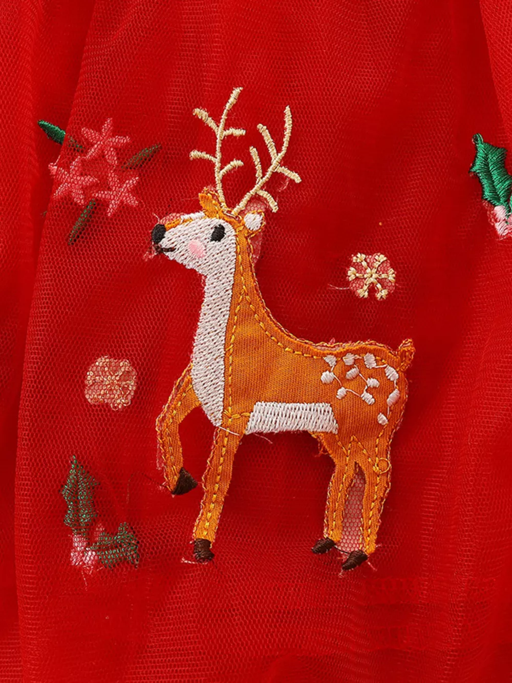 Children's Elk Embroidered Tulle Dress, image 3