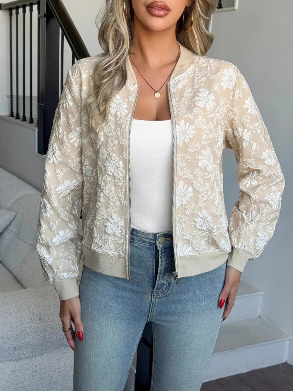 Zip Up Long Sleeve Jacket, image 4