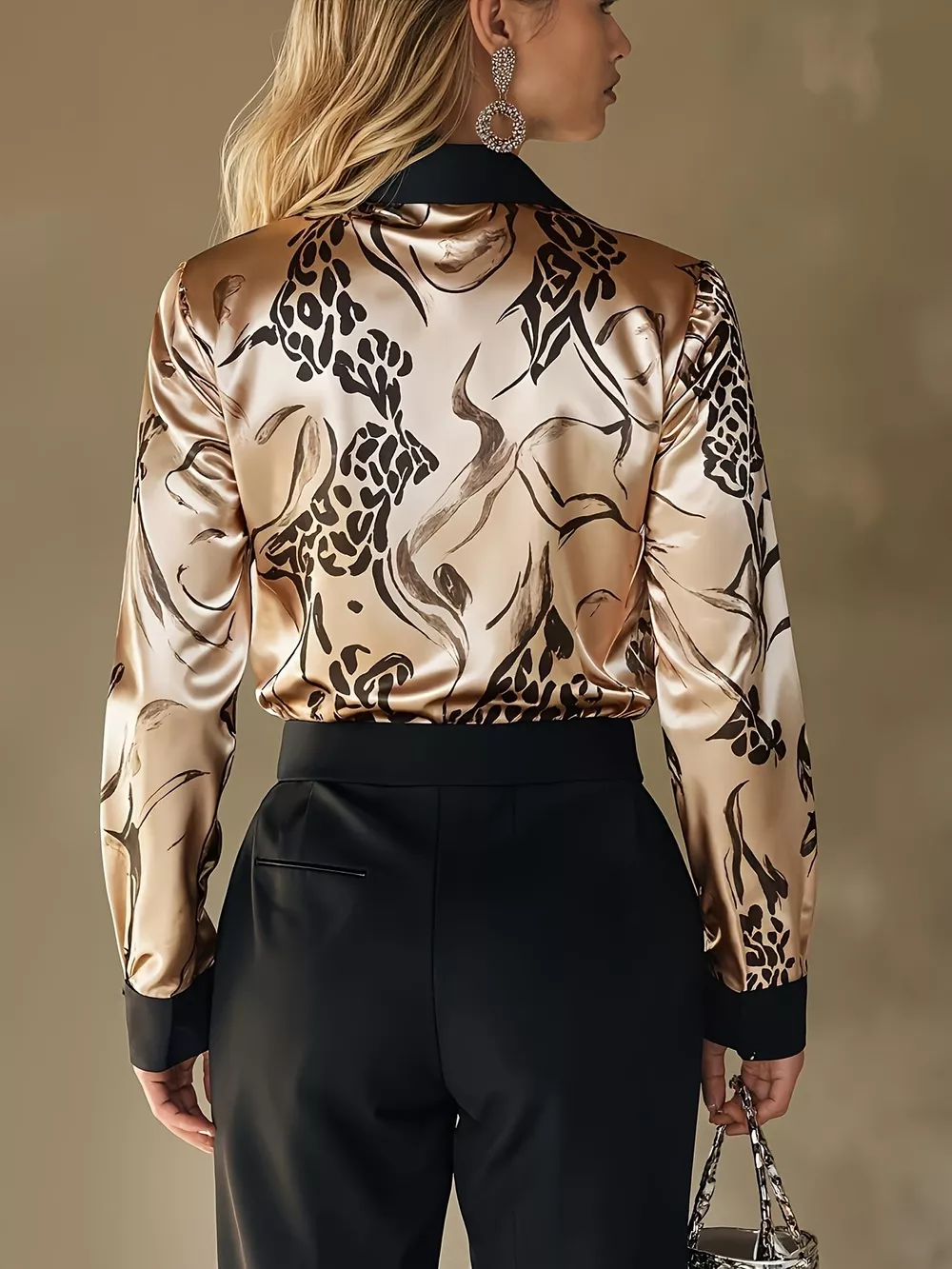 Satin Leopard Button Up Shirt, image 5