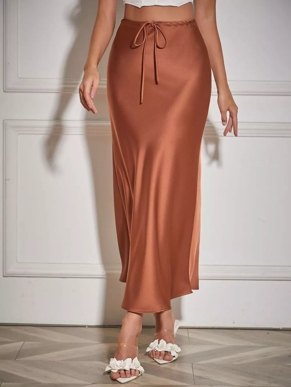 Satin Midi Skirt, image 2