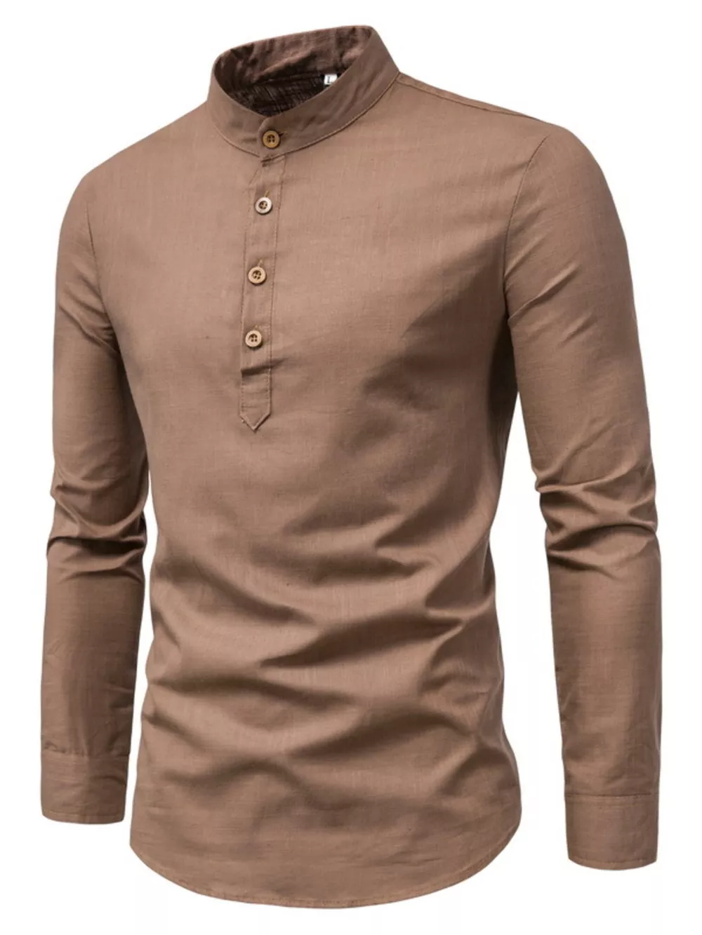Men's Plus Size Casual Mandarin Collar Button-Up Shirt, image 8