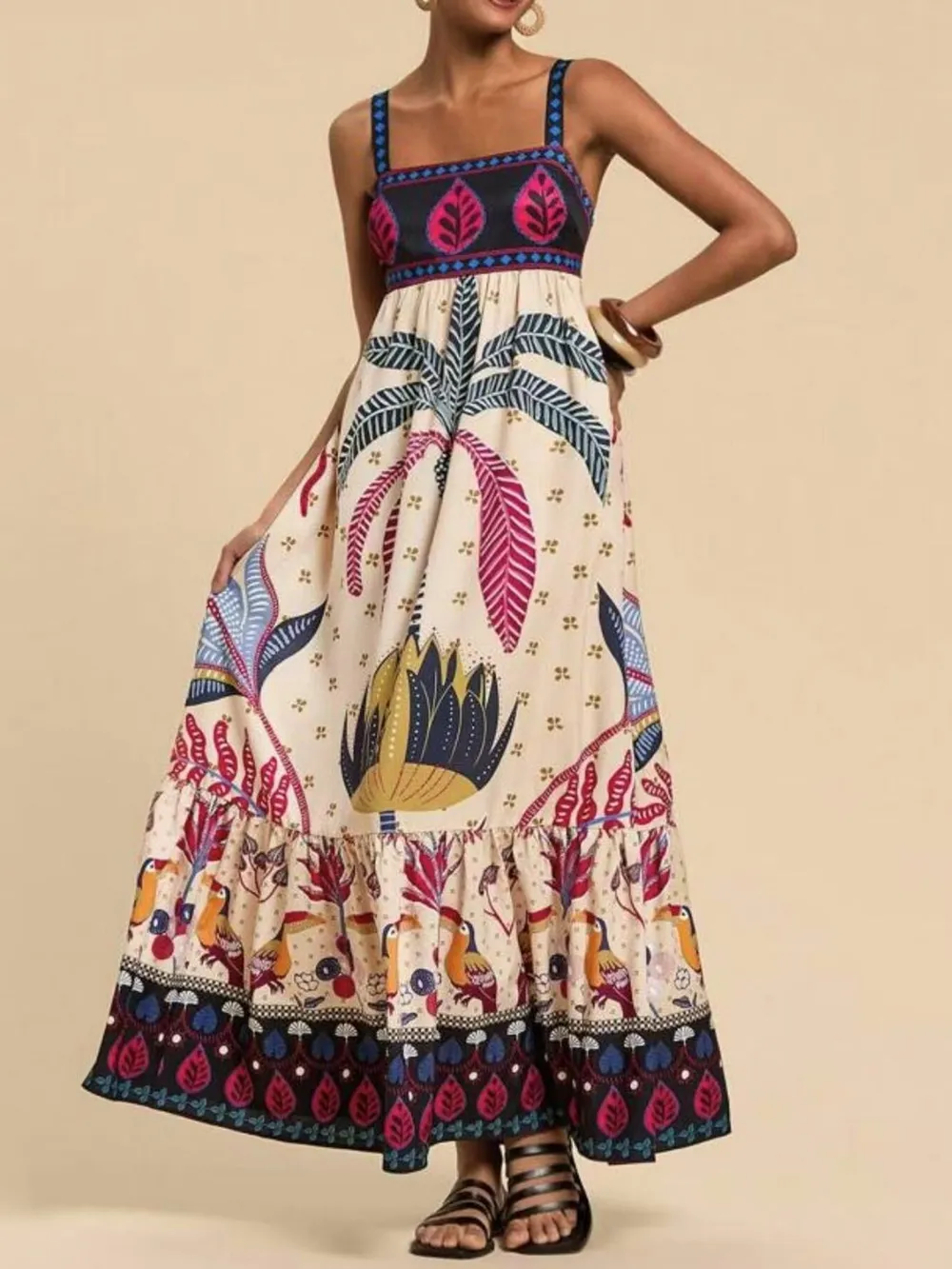 Tropical Print Maxi Cami Dress, image 6