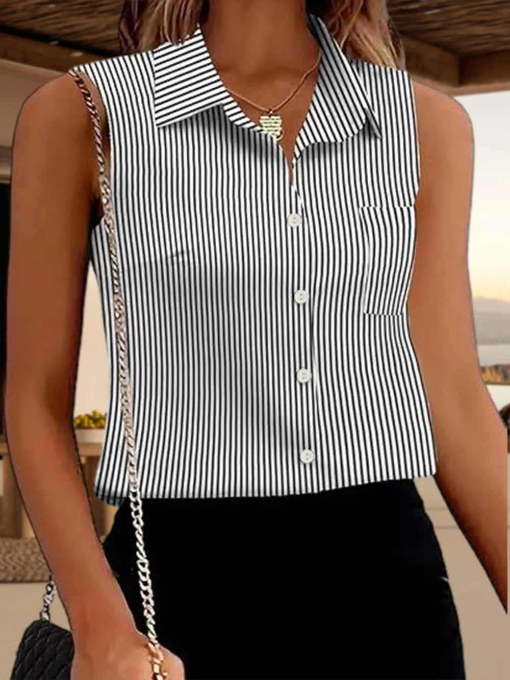 Button Up Sleeveless Shirt, image 12