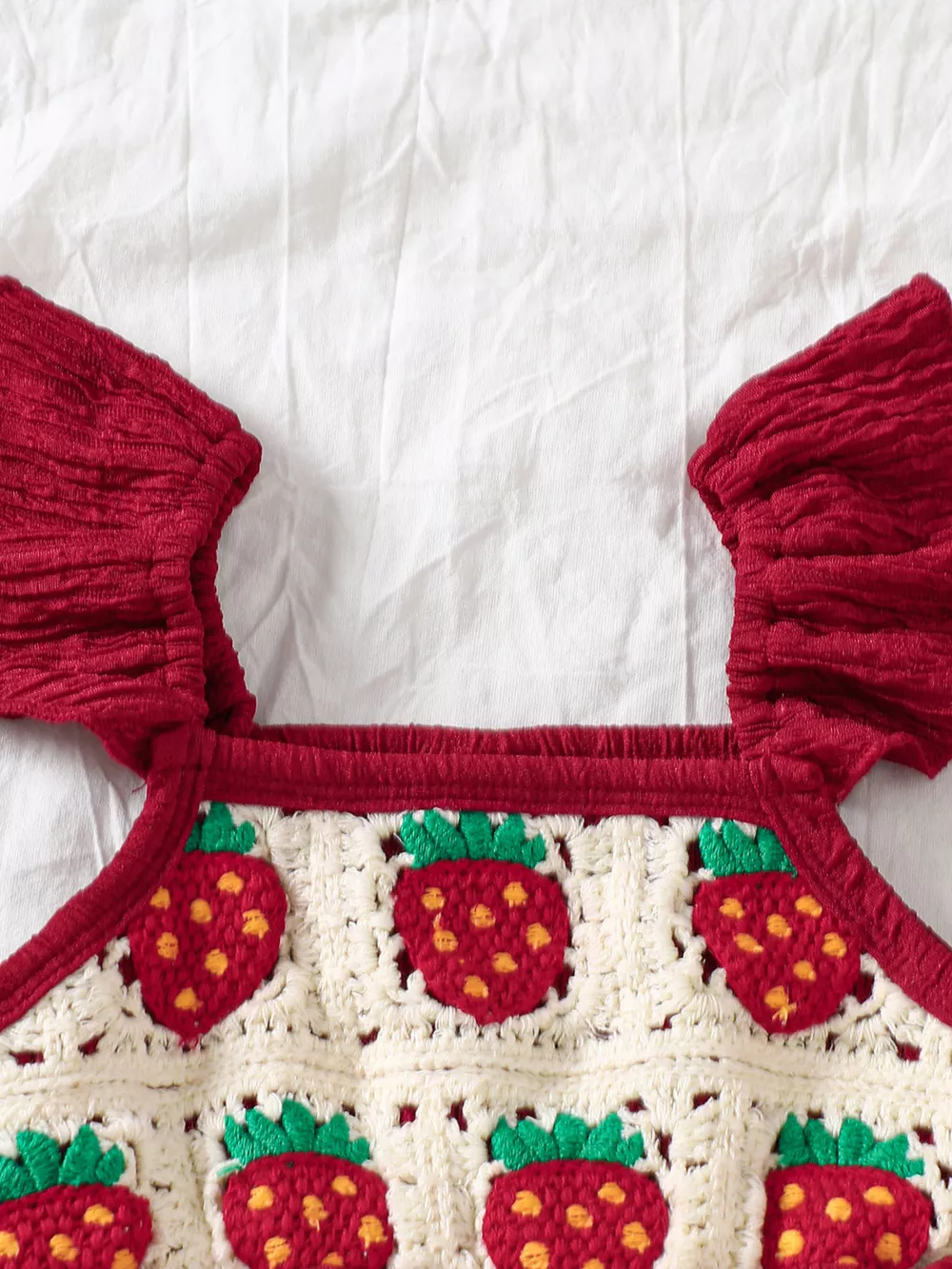 Children's Crochet Ruffle Trim Jumpsuit, image 7