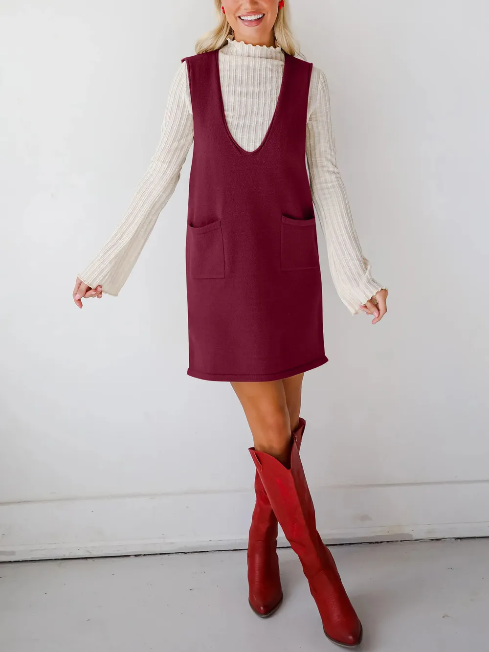 Sleeveless Knit Dress with Pockets, image 16