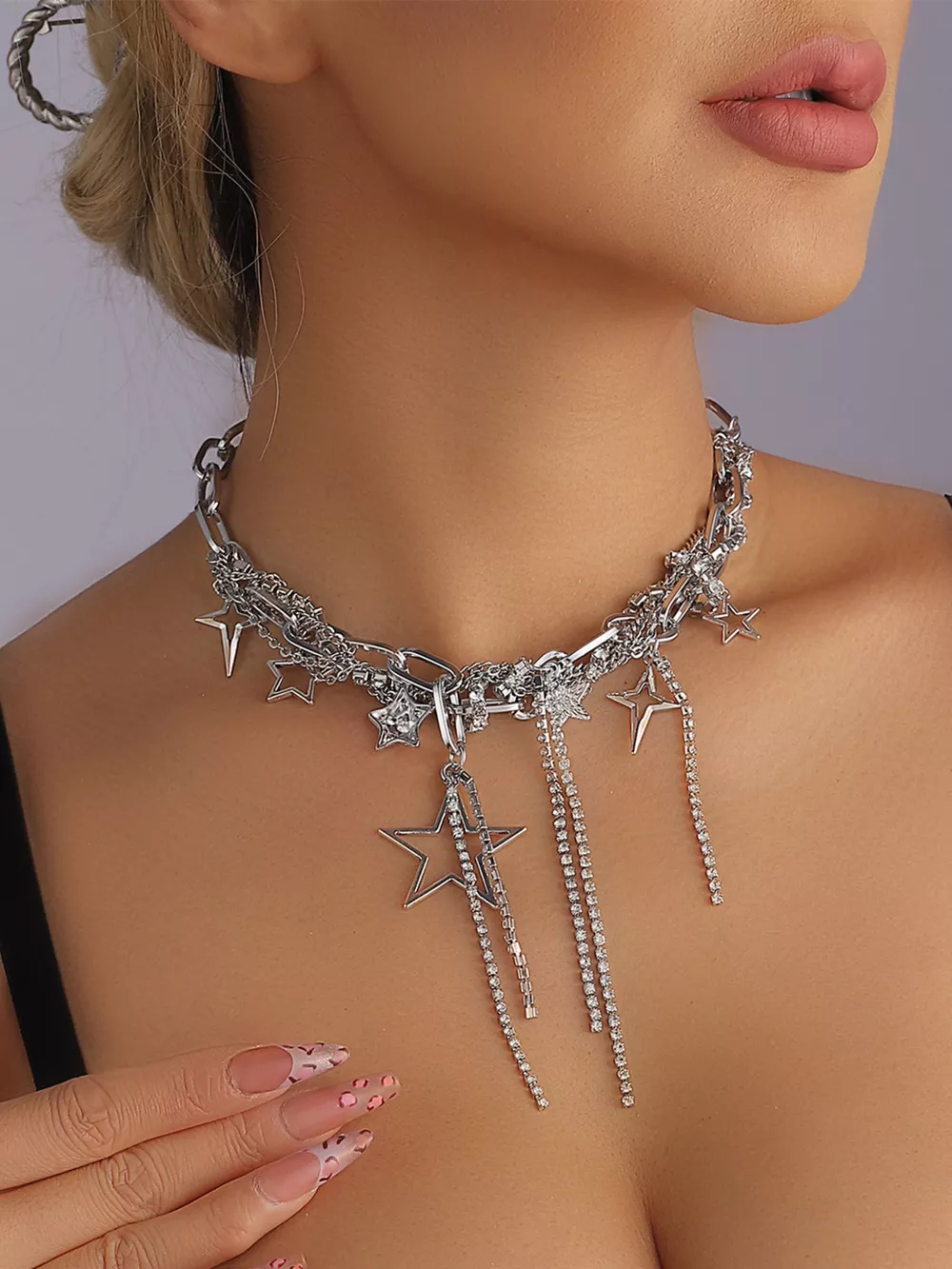 Chunky Chain Star Tassel Necklace, image 2