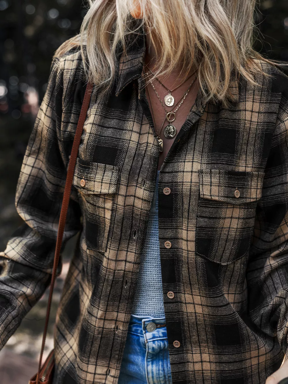 Plaid Double Flap Pocket Brushed Shacket, image 4