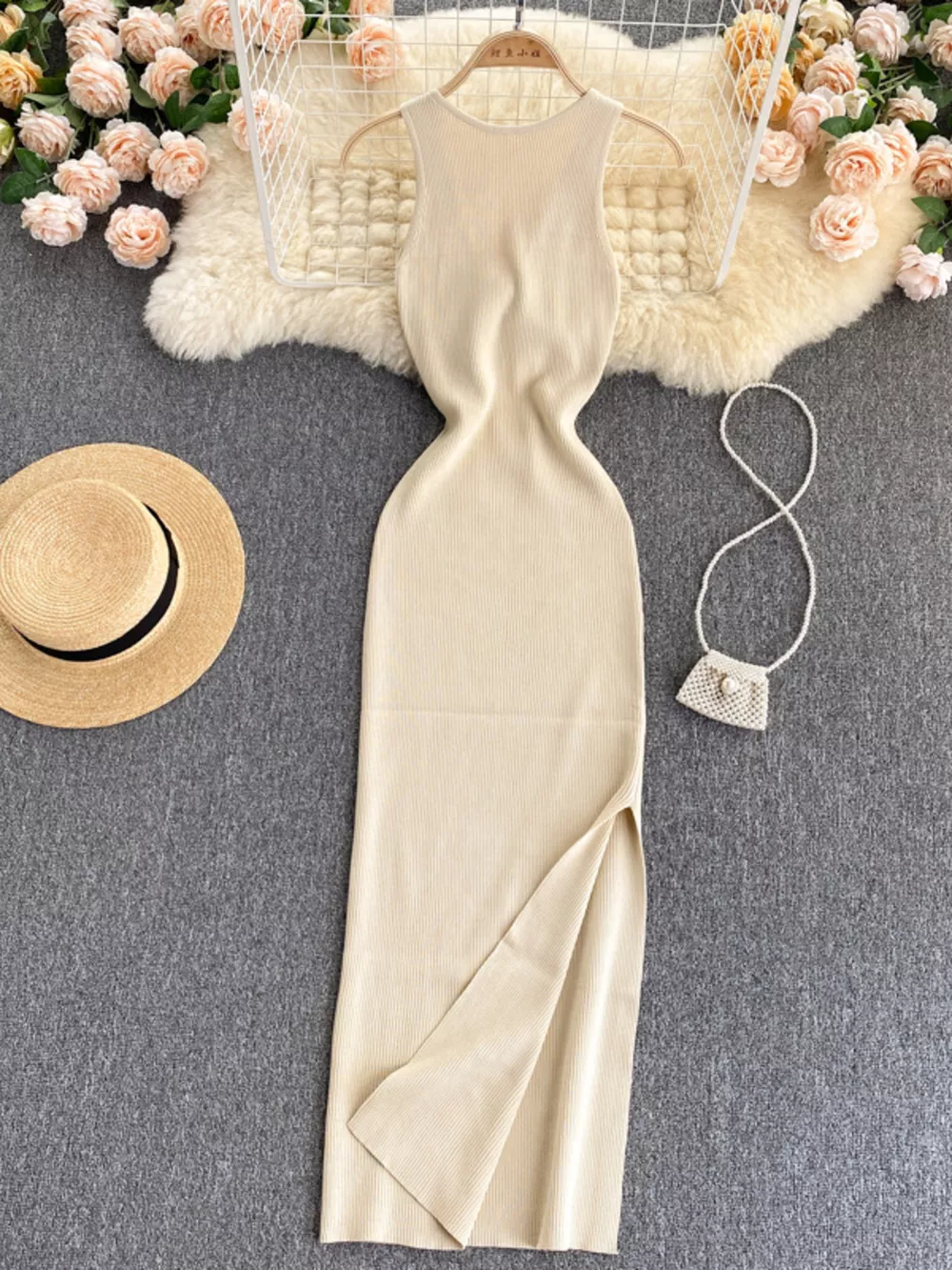 Knot Back Sleeveless Knit Bodycon Midi Dres, image 16