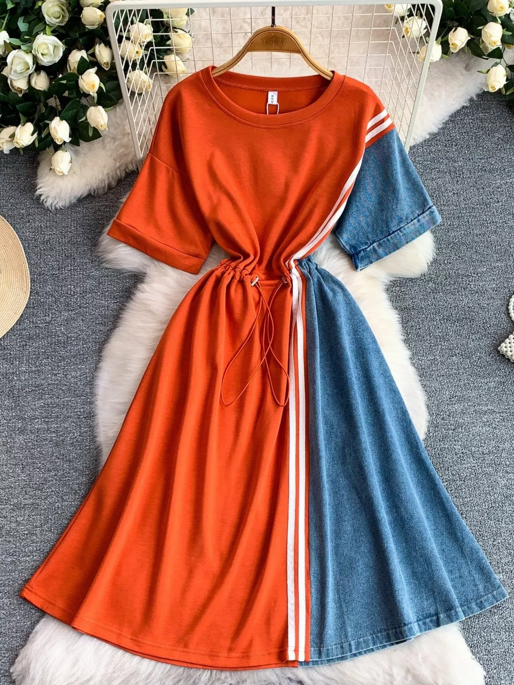 Color Block Short Sleeve Casual Dress, image 2