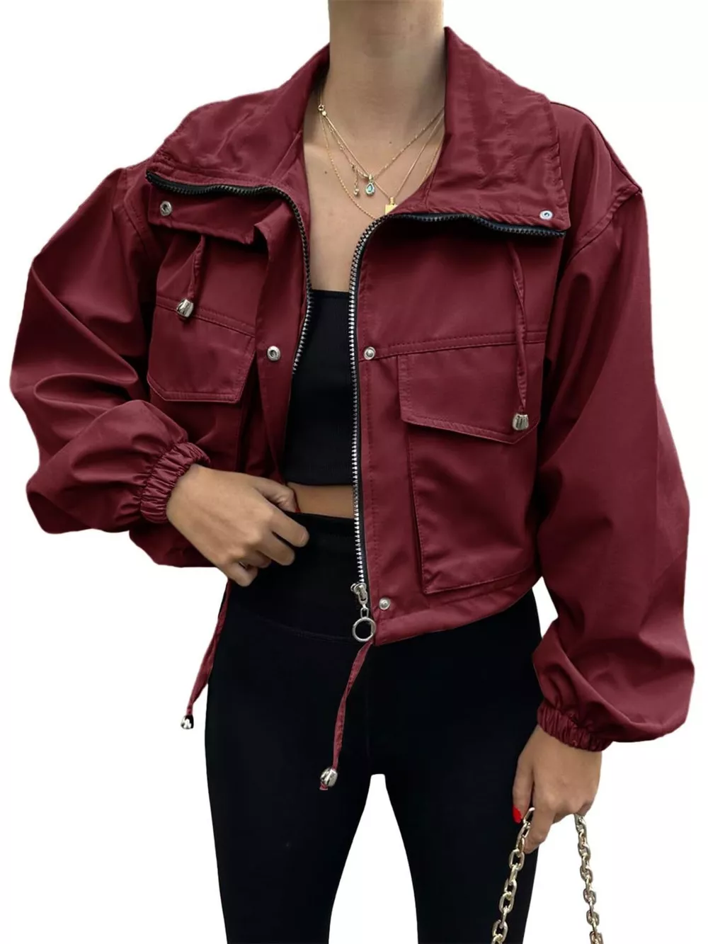 Drawstring Hem Zip Up Jacket, image 24