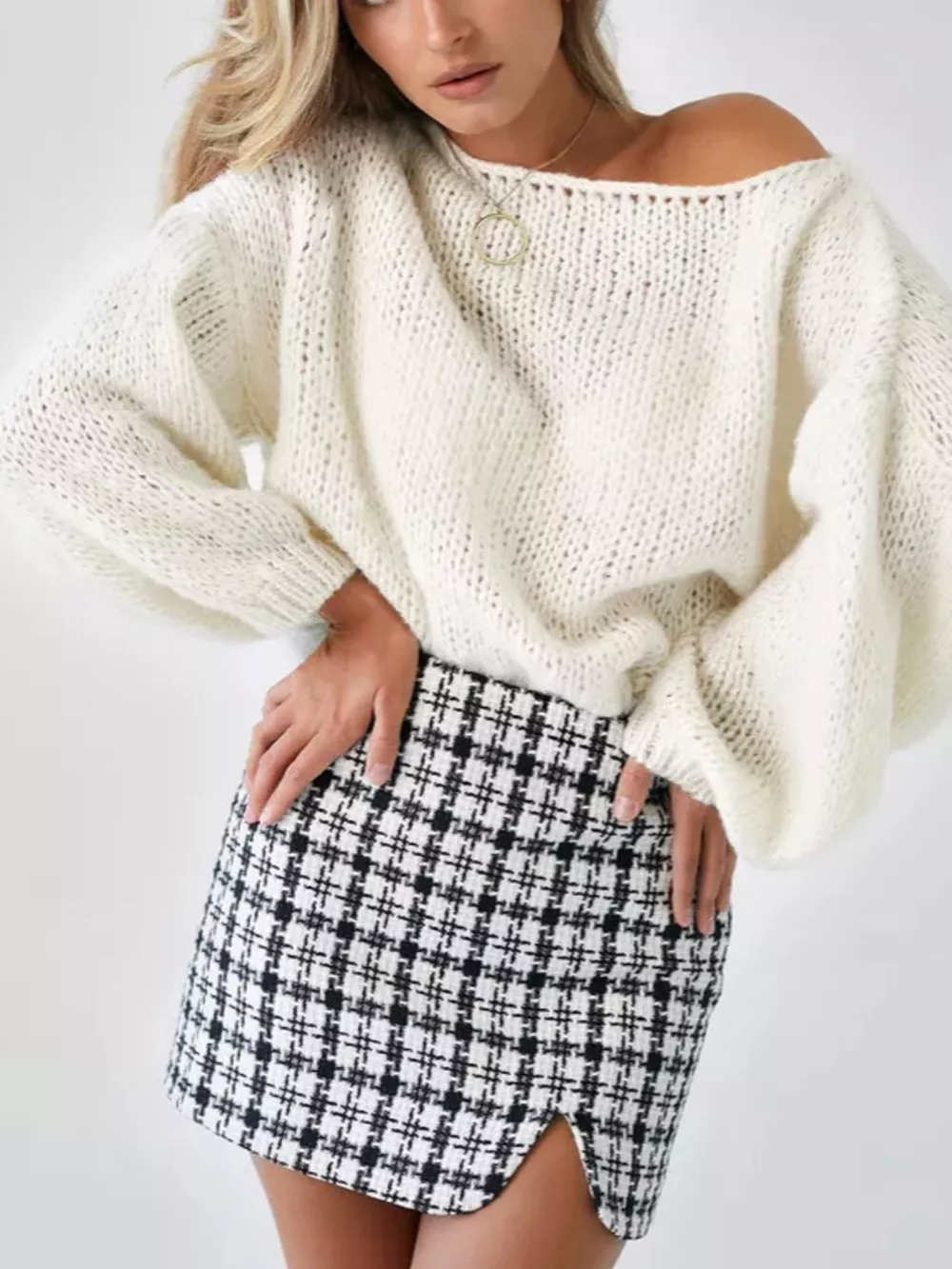 Chunky Knit Boat Neck Sweater