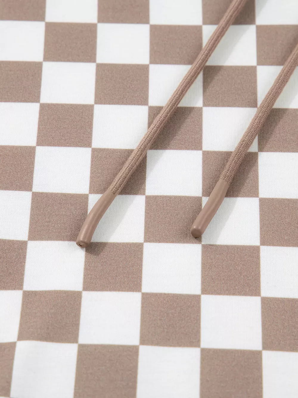 Checkered Pattern Oversized Drawstring Hoodie, image 5