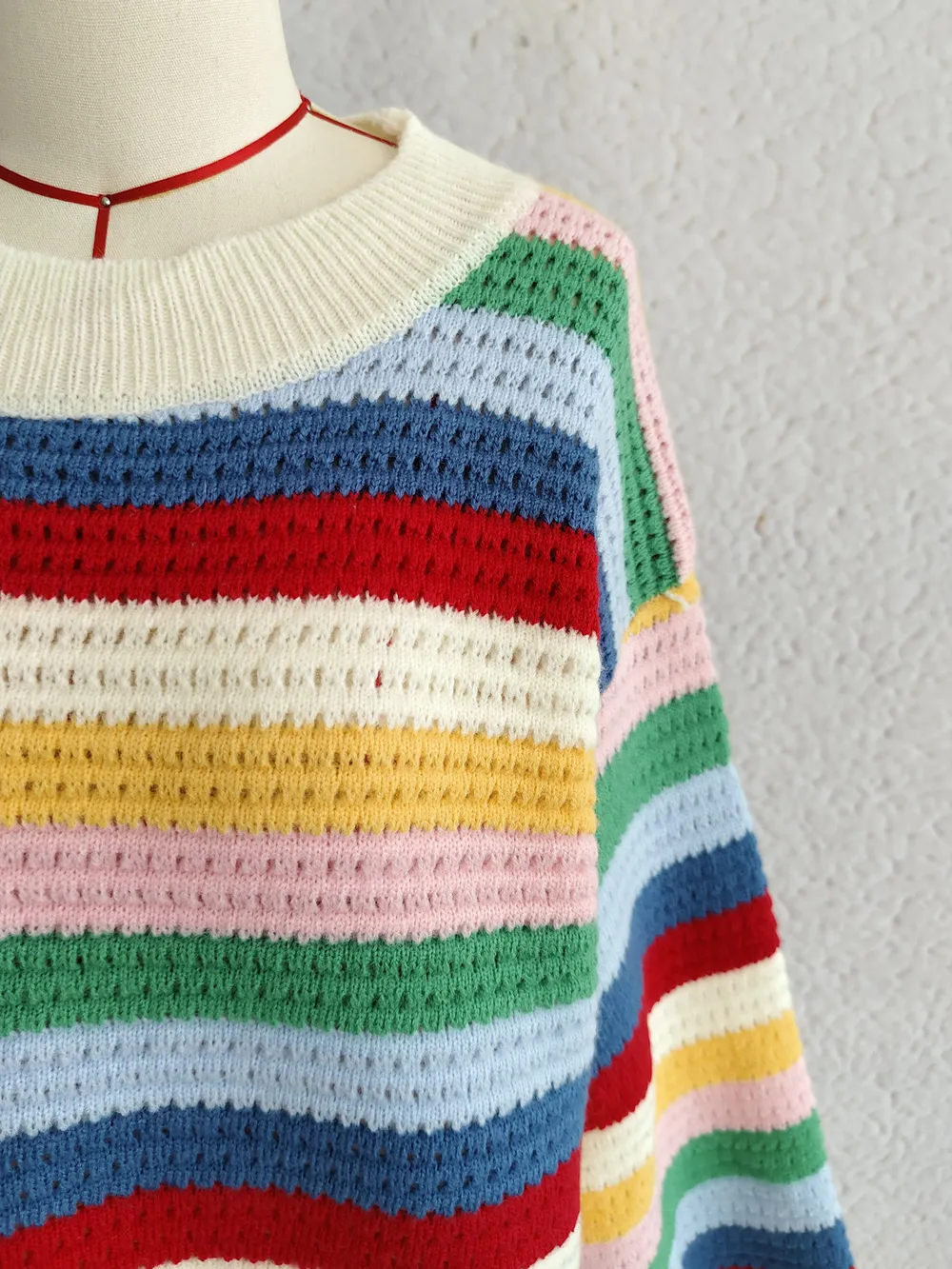 Tassel Rainbow Striped Long Sleeve Sweater, image 12