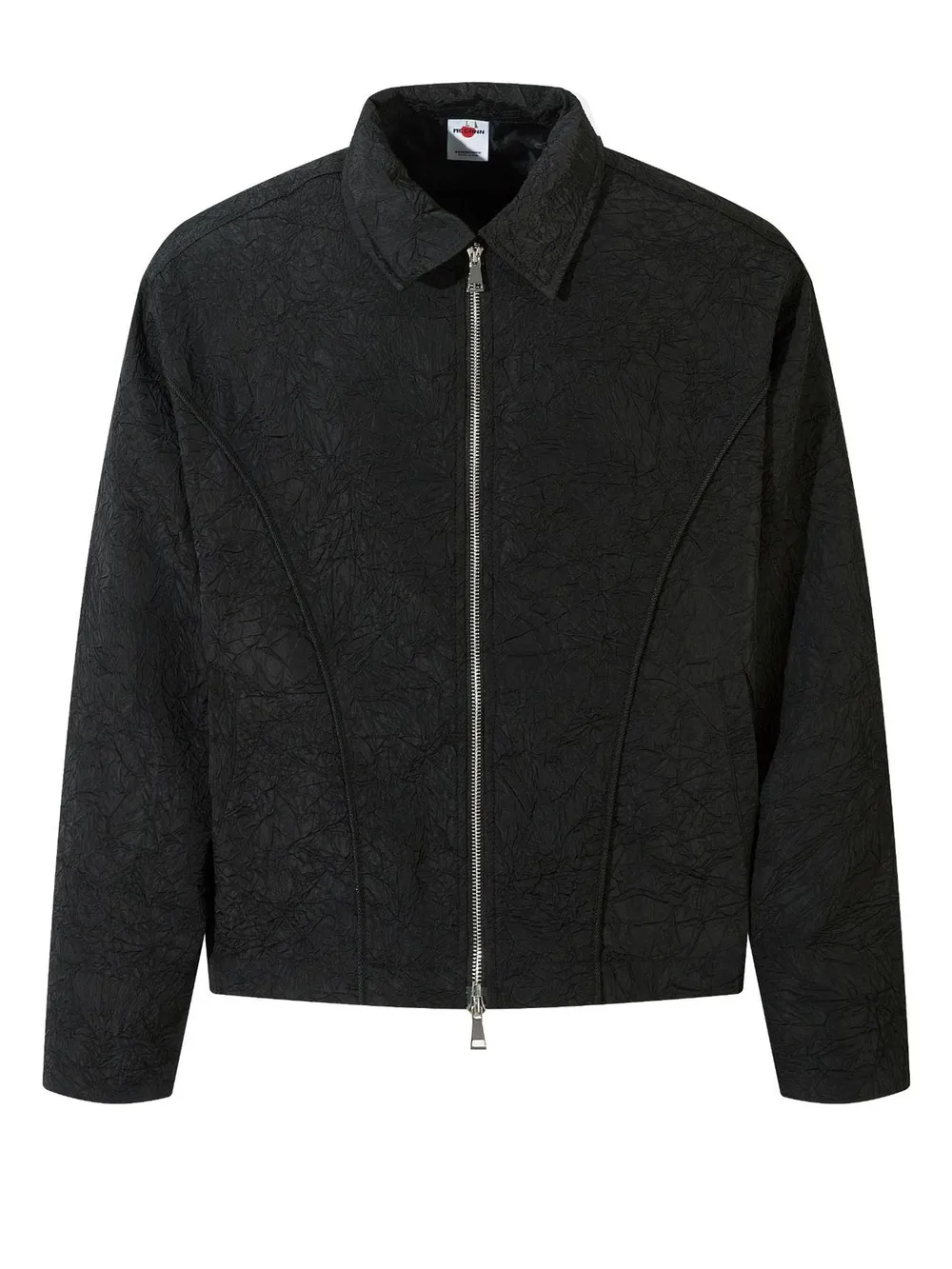 Textured Bomber Collared Neck Zip Up Jacket