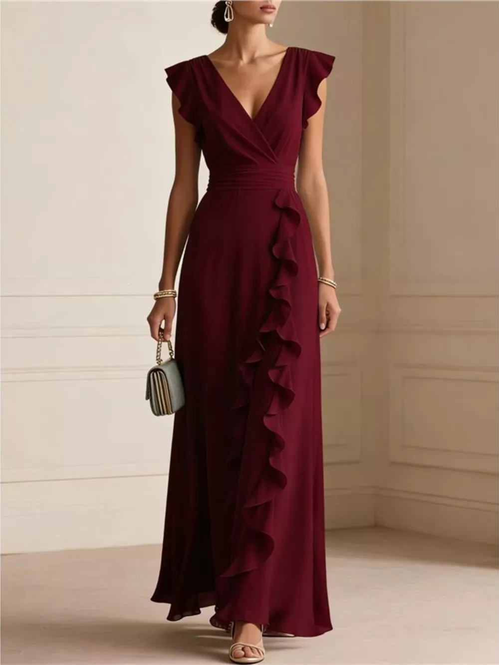 Ruffled Surplice Maxi Dress, image 15