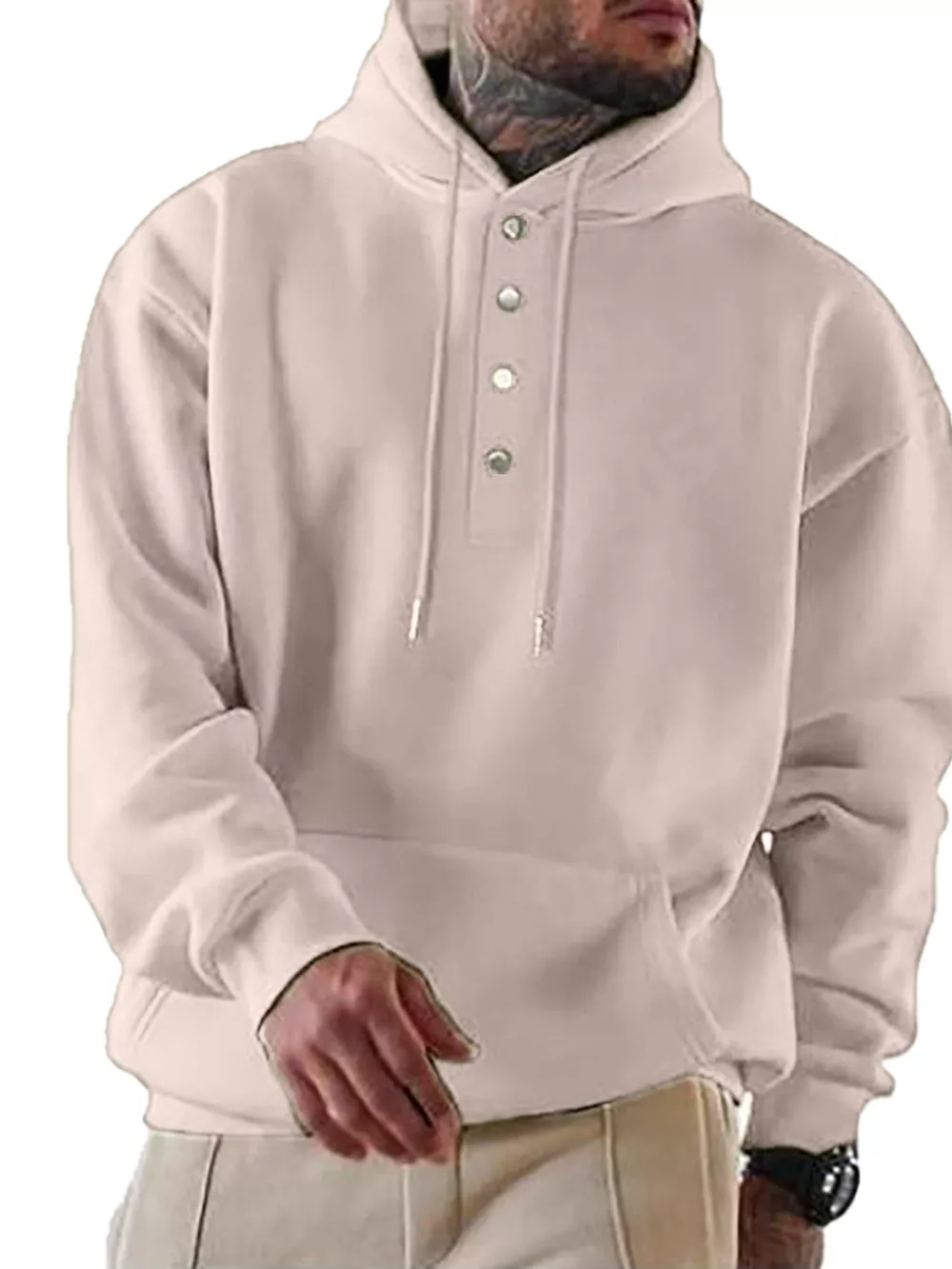 Men's Full Size Drawstring Kangaroo Pocket Hoodie Plus Size, image 6
