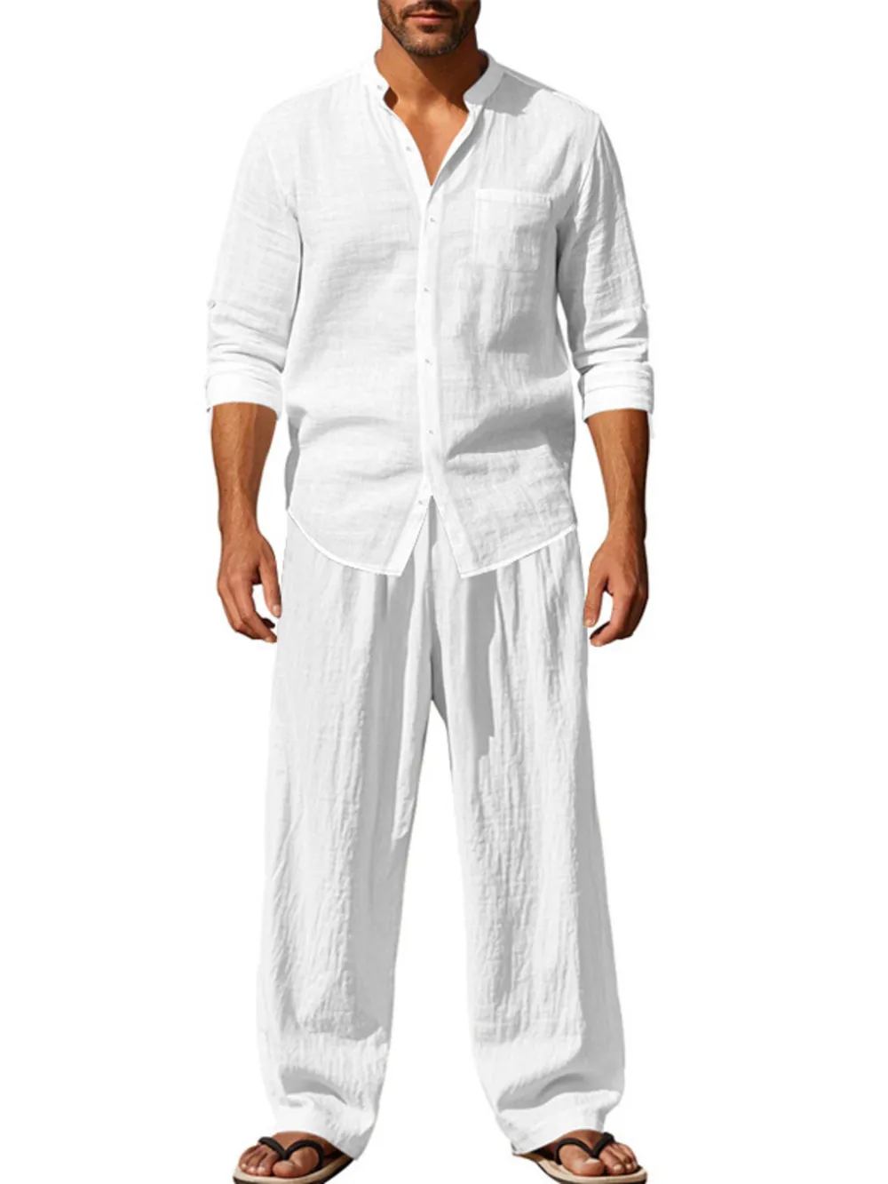 Men's Full Size Button Up Shirt and Pants Set Plus Size, image 6