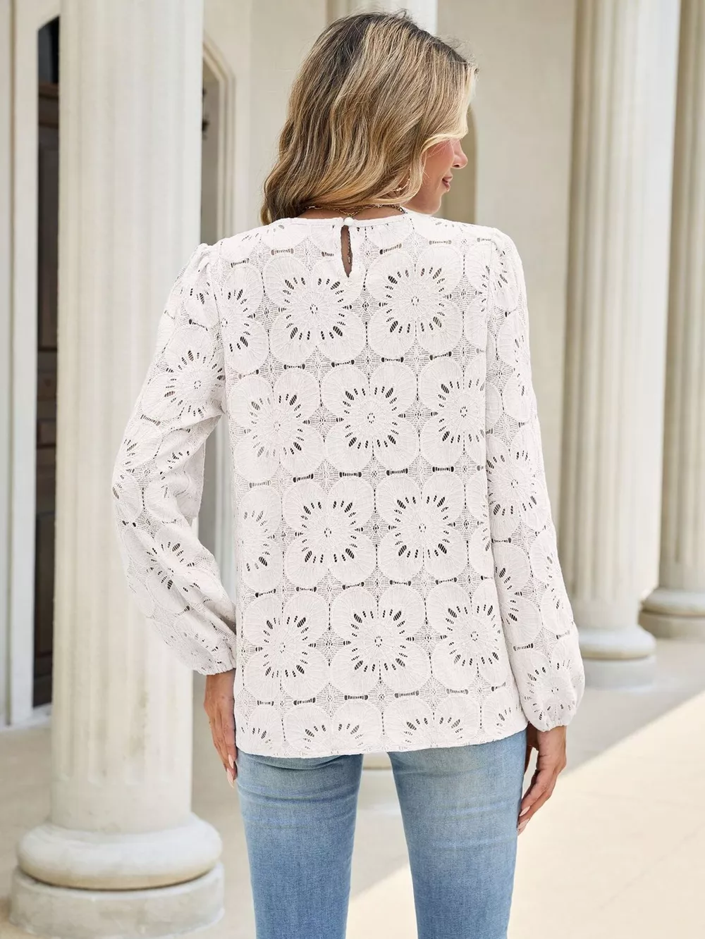 Floral Eyelet Lace Long Sleeve Blouse, image 23