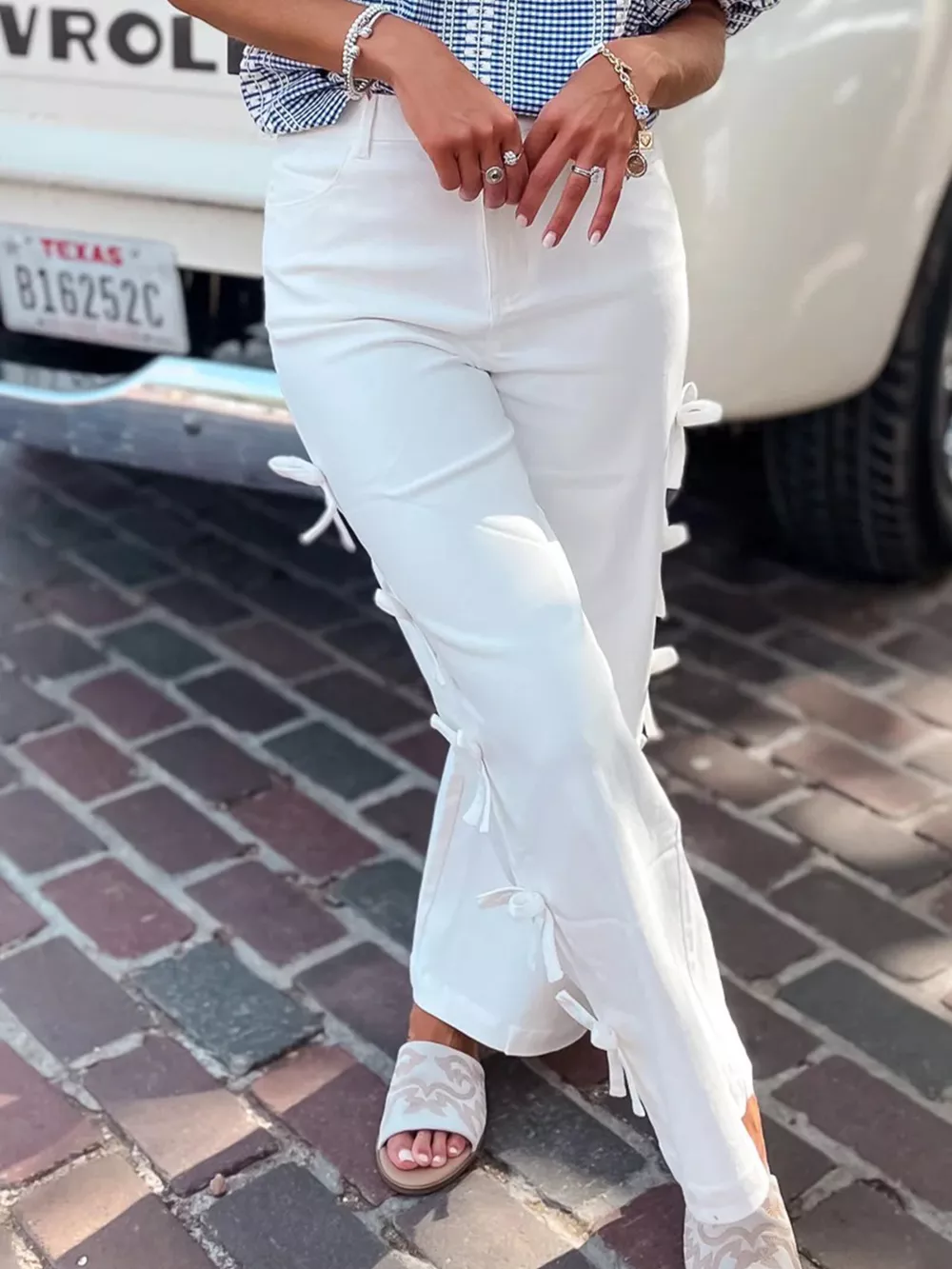 Bow-Accented Wide-Leg Pants, image 5