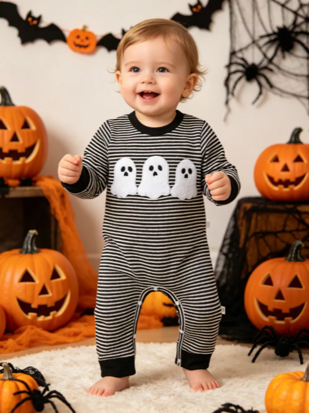 Children's Halloween Striped One-Piece Jumpsuit