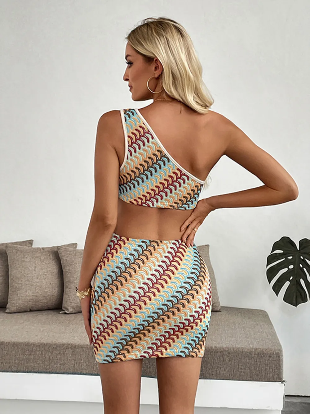 Single Shoulder Cutout Mini Dress, image 5