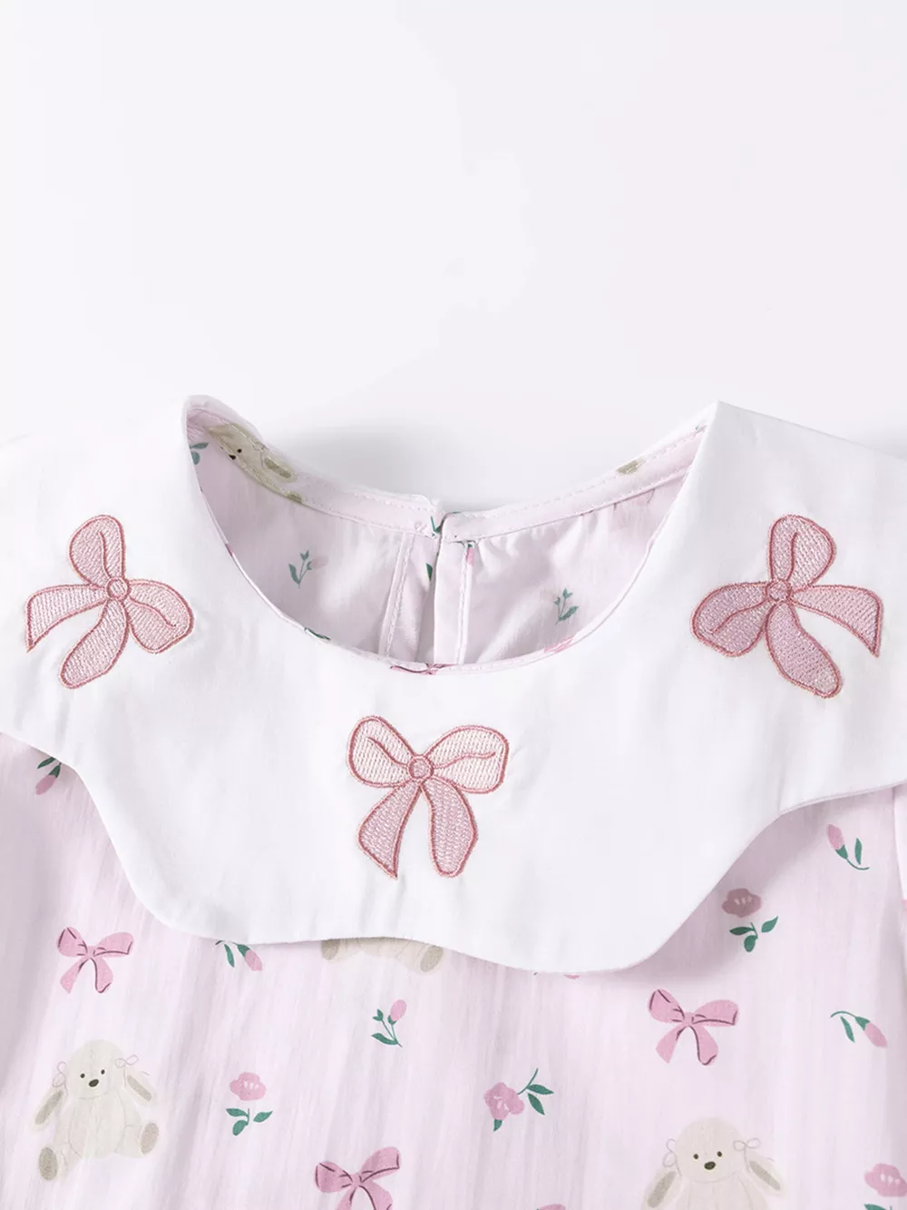 Children's Bow Print Peter Pan Collar Dress, image 4