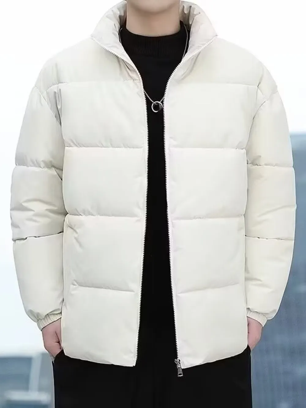 Men's Plus Size Quilted Zip Up Winter Coat, image 5