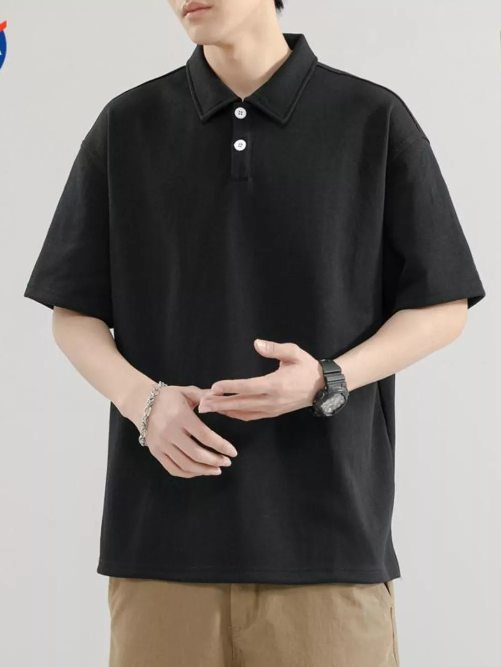 Men's Plus Size Button Detail Short Sleeve Polo
