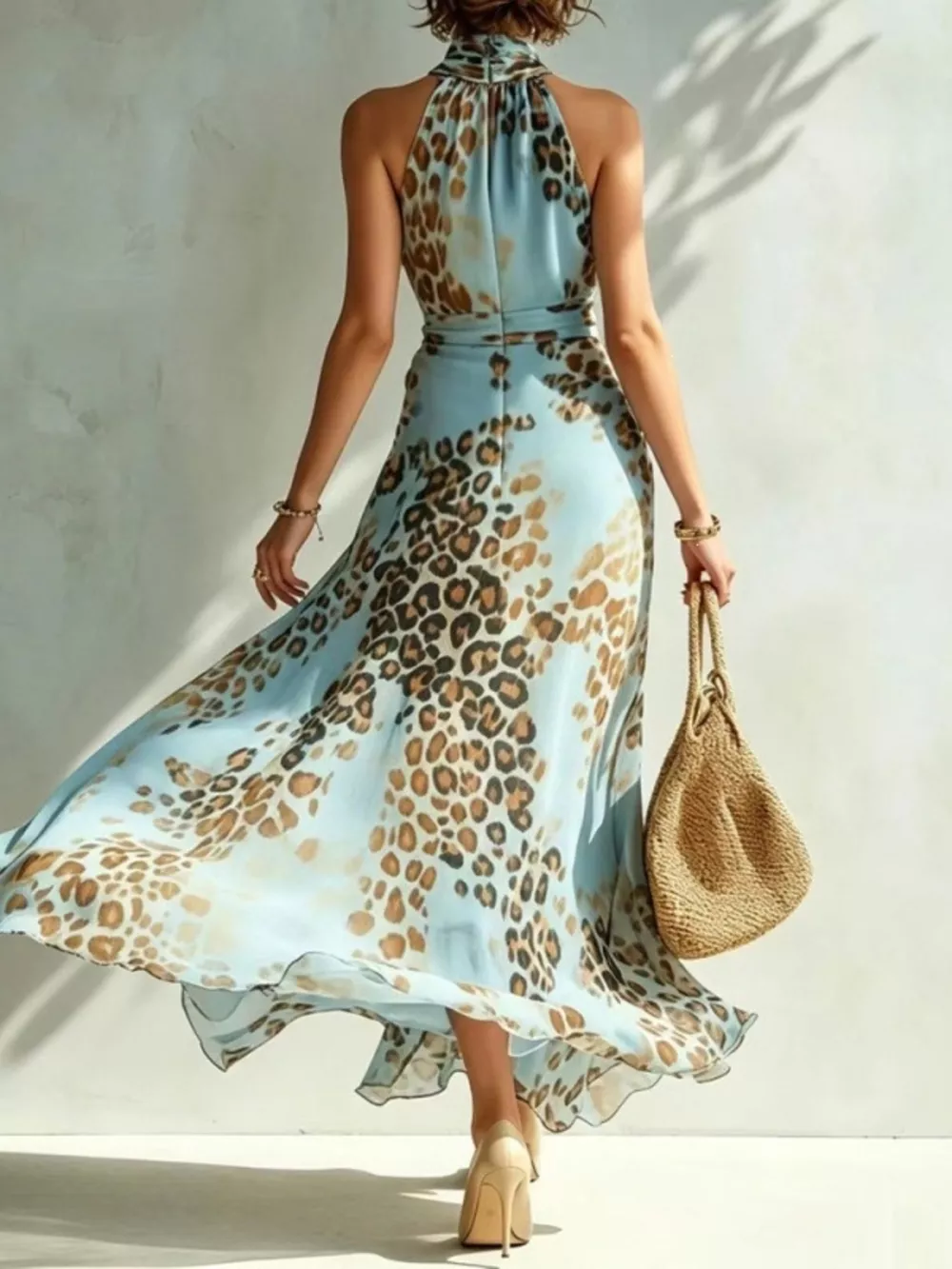 Leopard Print Sleeveless Maxi Dress, image 2