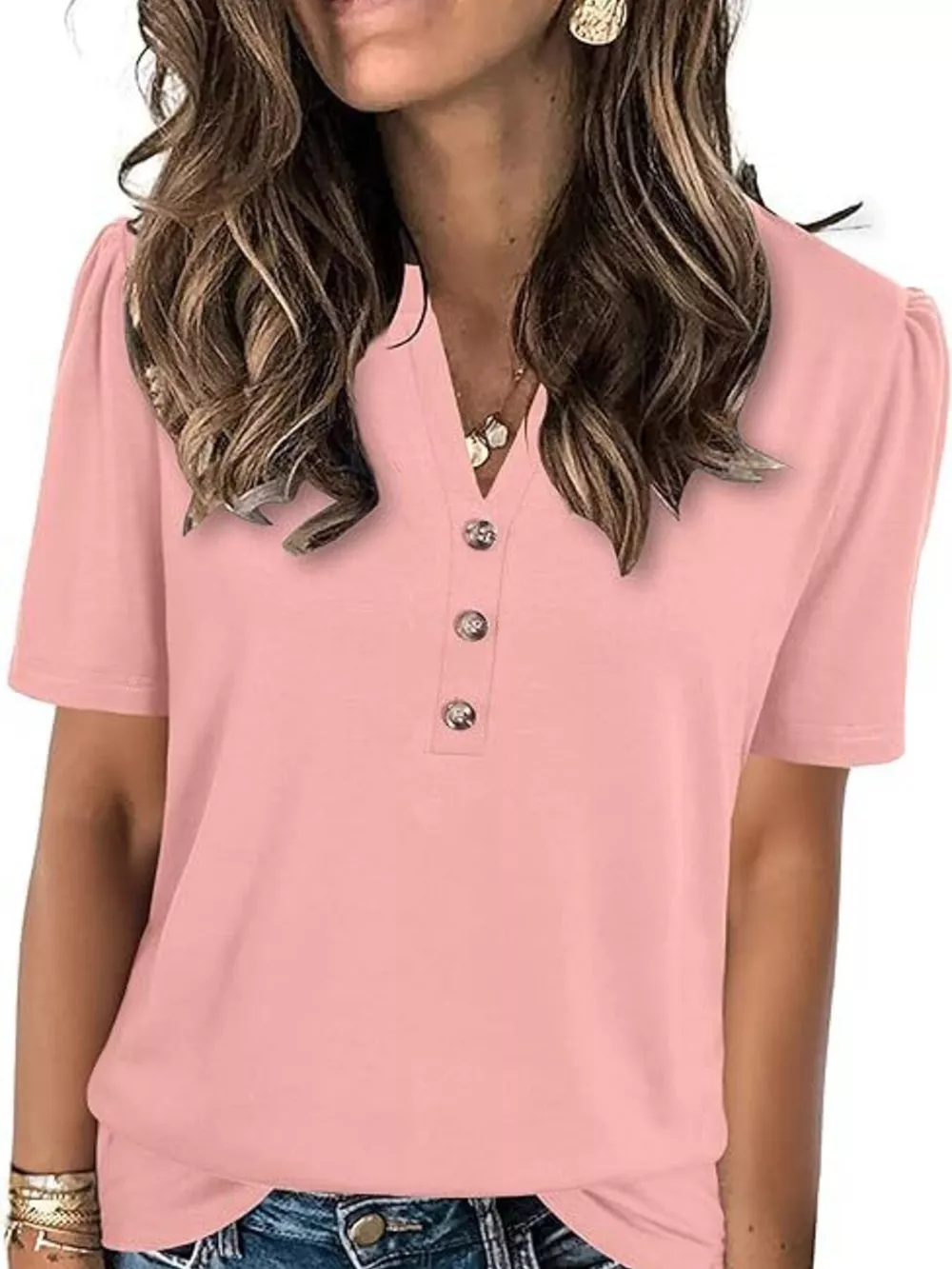 Full Size Notched Short Sleeve Blouse Plus Size, image 16