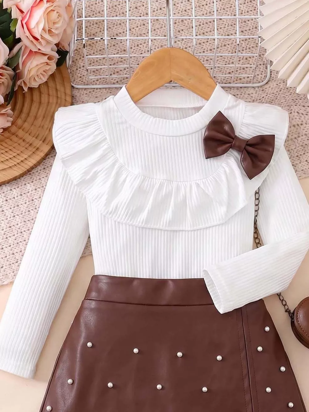 Children's Ruffled Long Sleeve Top and Skirt Set, image 2