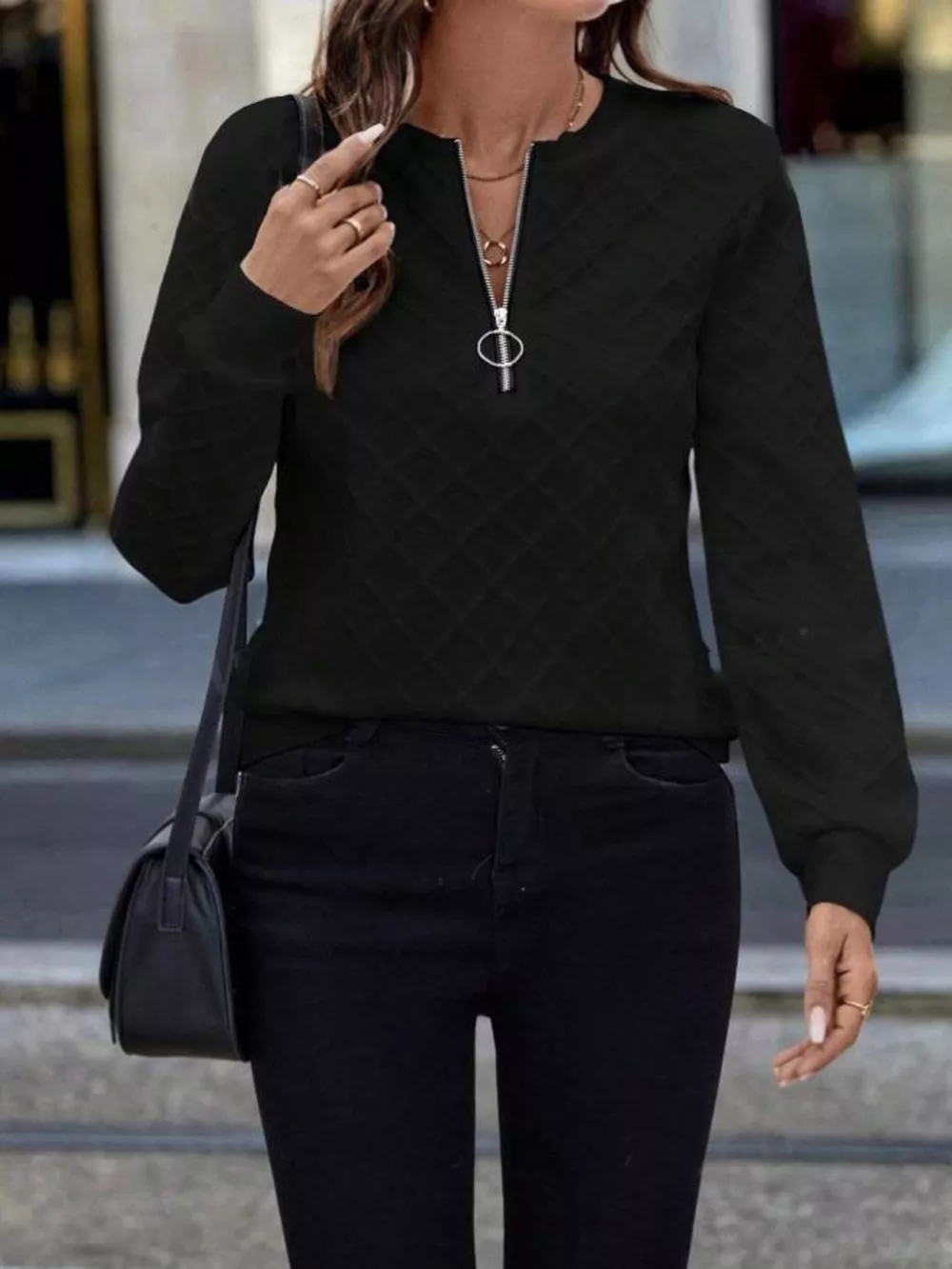 Textured Quarter-Zip Sweatshirt, image 6
