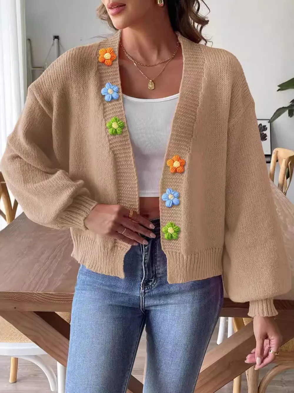 Flower Open Front Cardigan, image 15