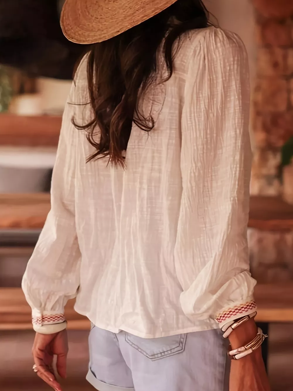 Embroidered Button Up Long Sleeve Shirt, image 2