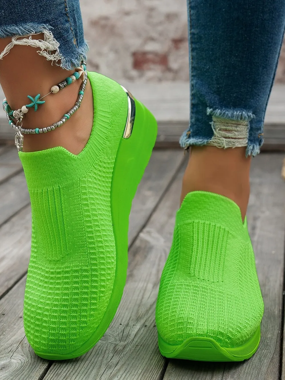 Round Toe Wedge Sneakers, image 2