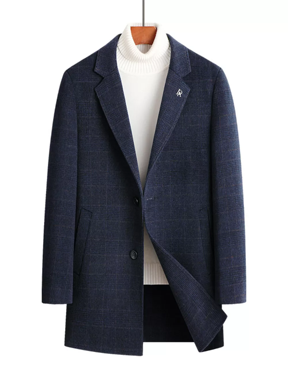Men's Plus Size Plaid Wool Blend Overcoat, image 3