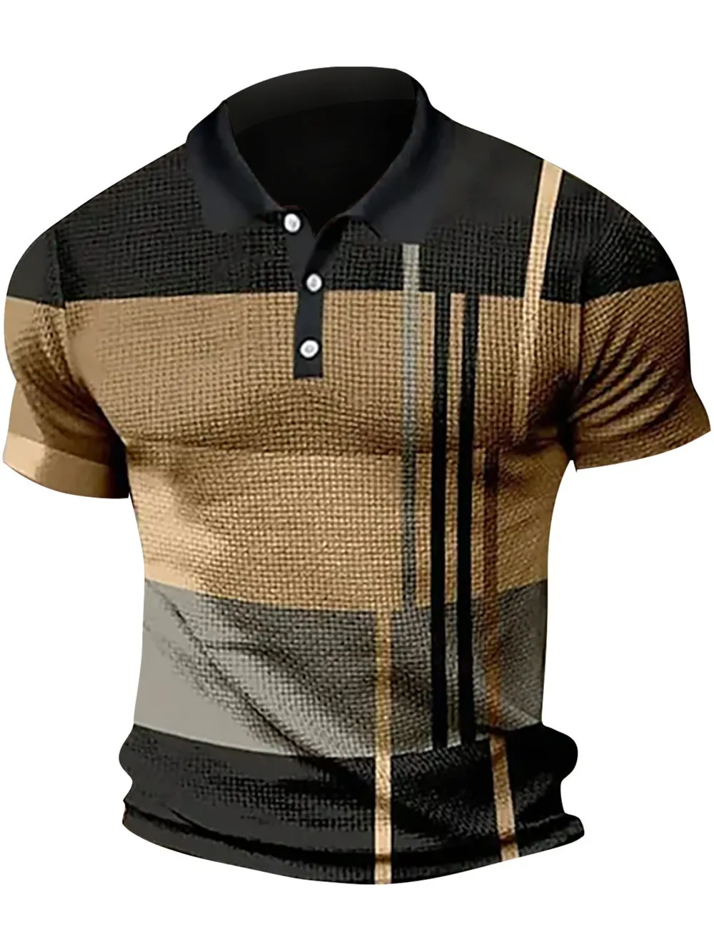 Men's Full Size Color Block Short Sleeve Polo Shirt Plus Size, image 2