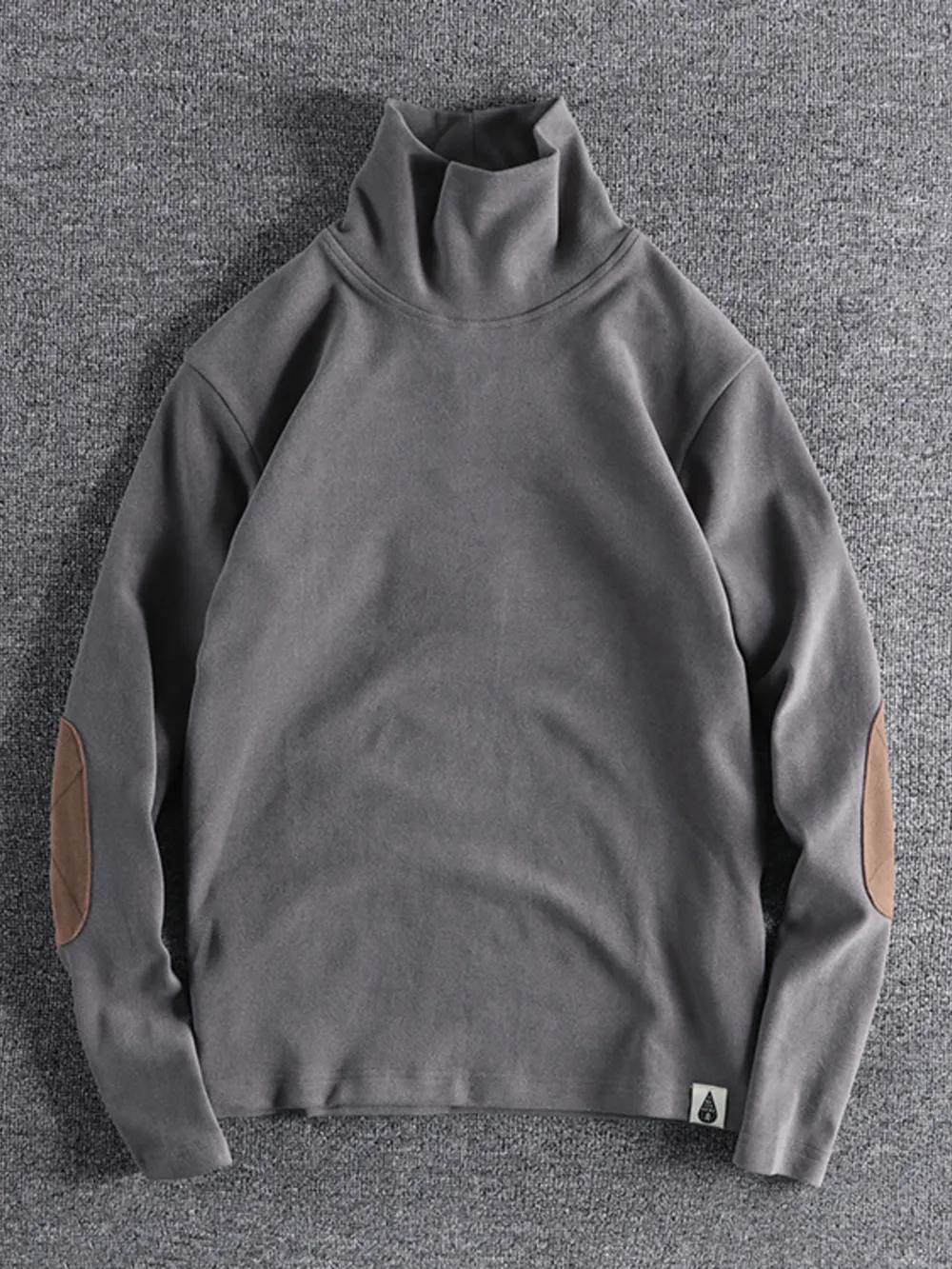 Men's Turtleneck Long Sleeve Top with Patches, image 2