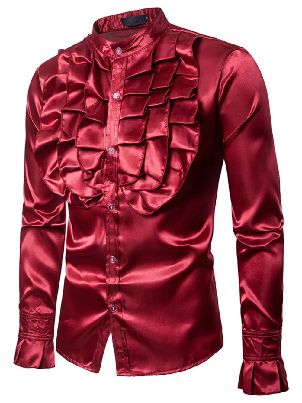 Men's Ruffle Front Long Sleeve Shirt, image 8