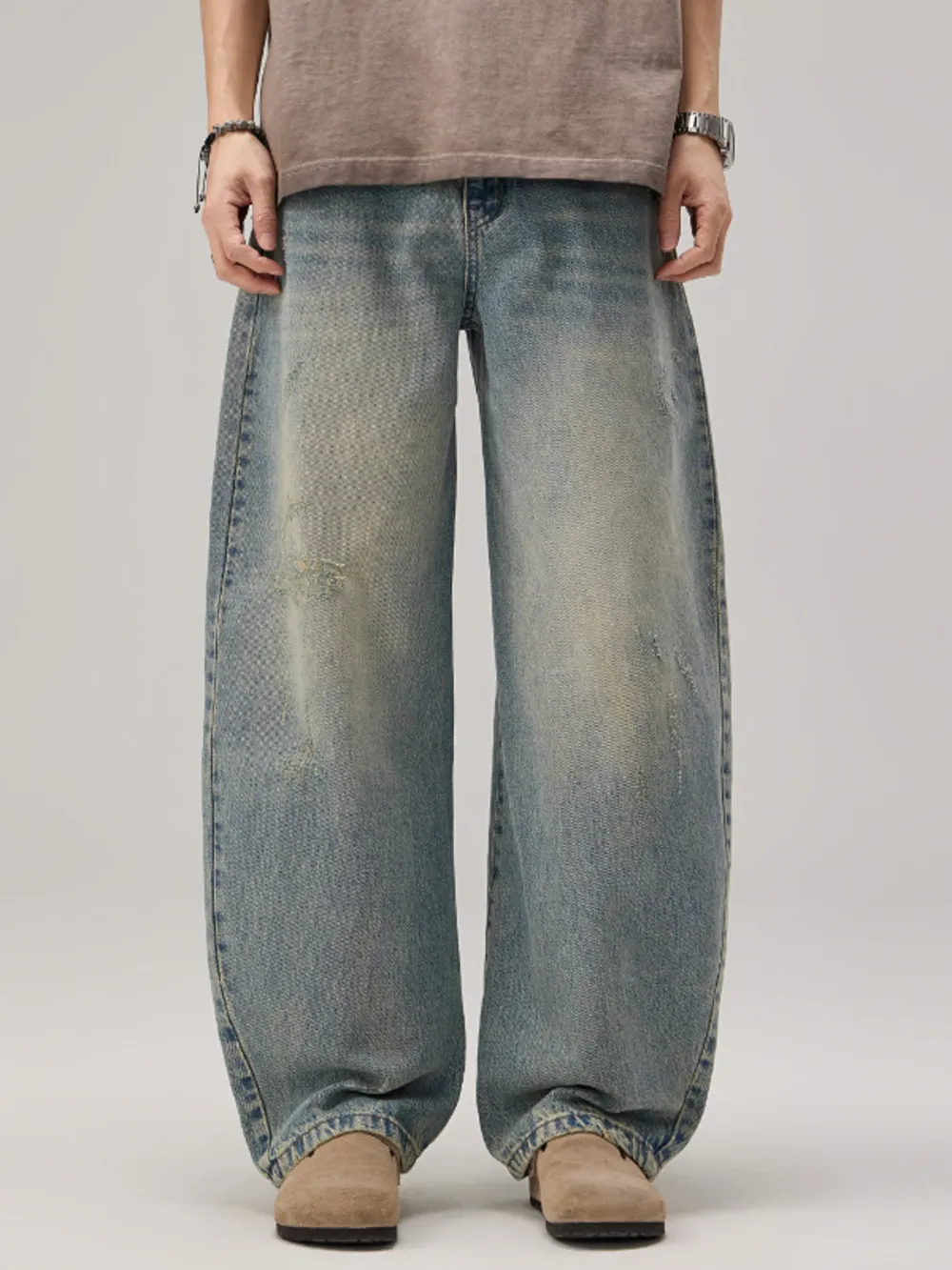 Men's Wash Wide Leg Jeans