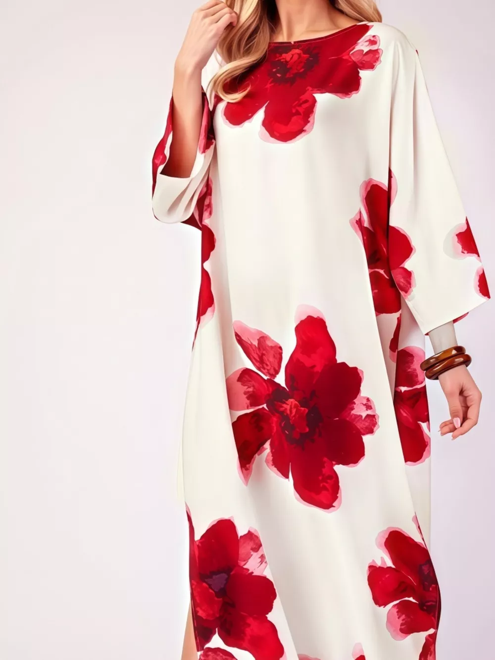 Floral Print Round Neck Dress, image 2