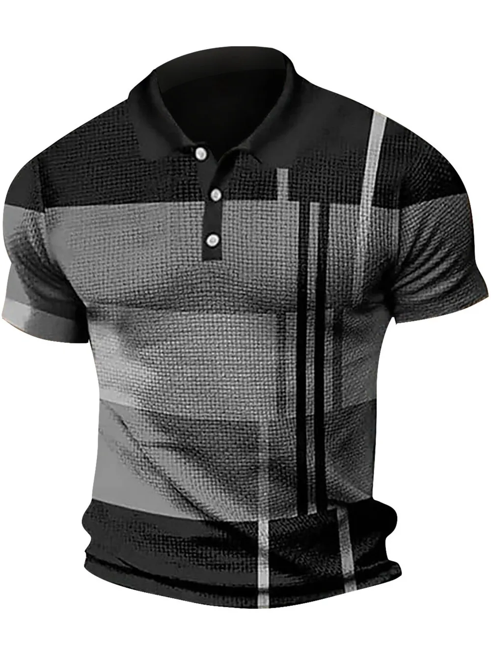 Men's Full Size Color Block Short Sleeve Polo Shirt Plus Size, image 3