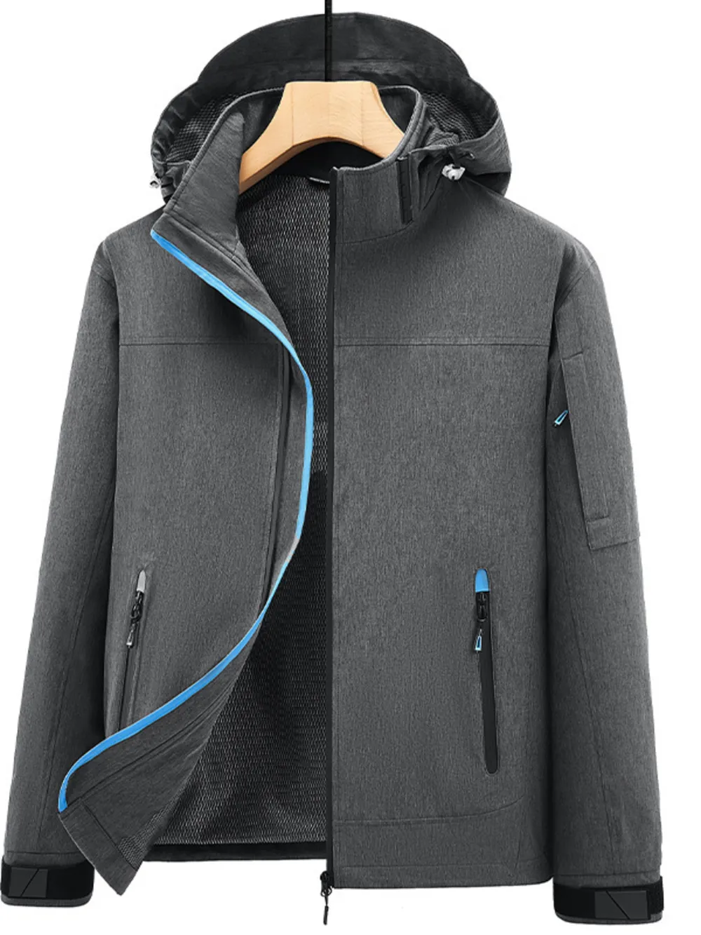 Men's Plus Size Outdoor Zip Up Hooded Jacket