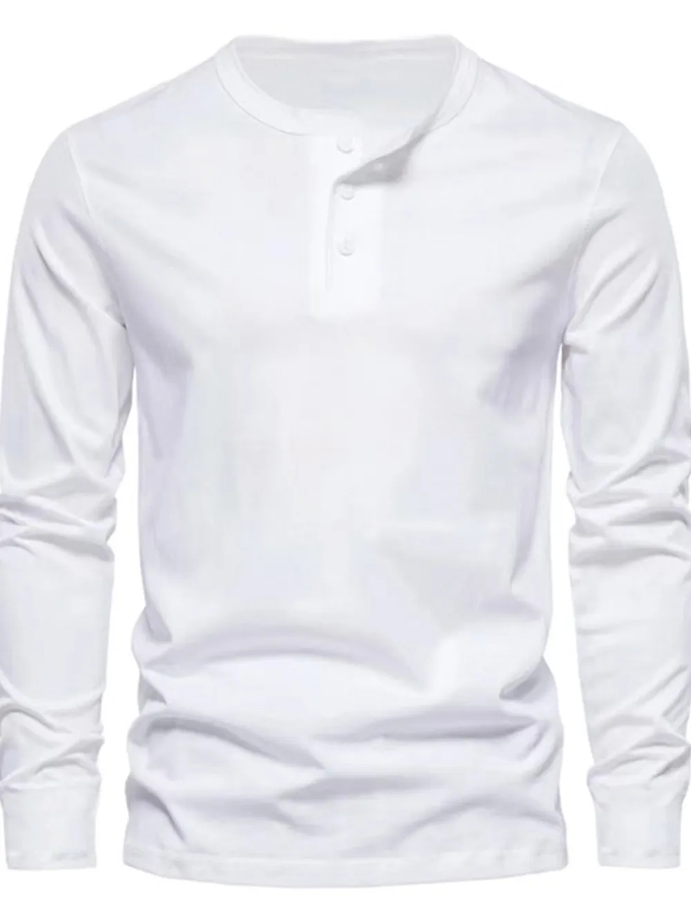 Men's Full Size Button Detail Long Sleeve Henley T-Shirt Plus Size, image 2