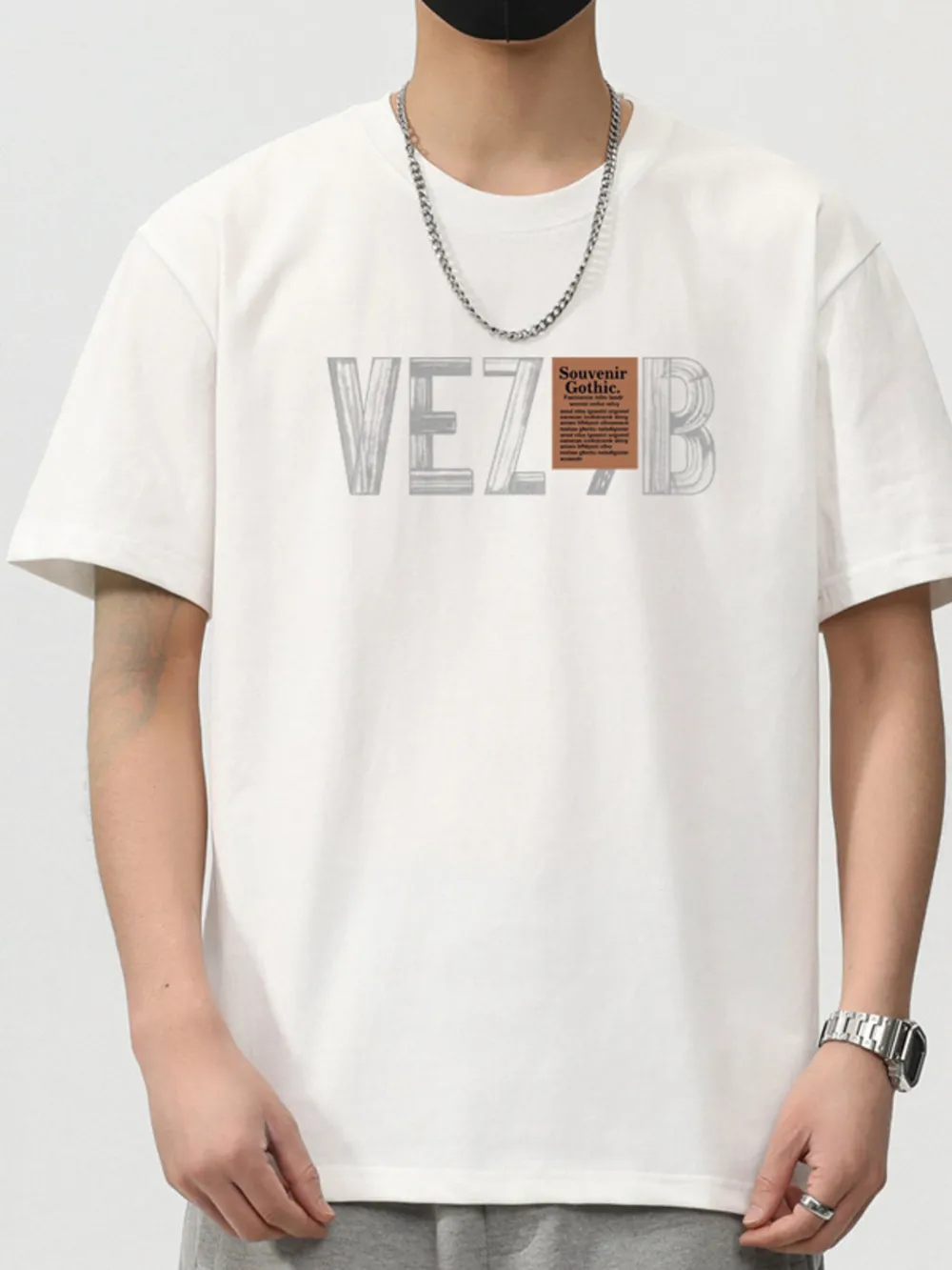Men's Plus Size Letter Round Neck Short Sleeve T-Shirt, image 8